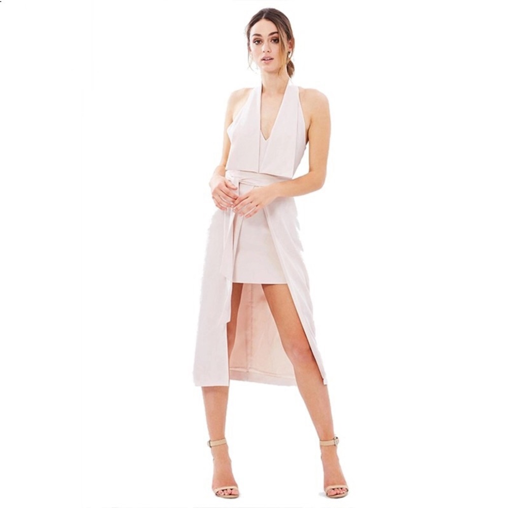 Pink tie waist dress nwt